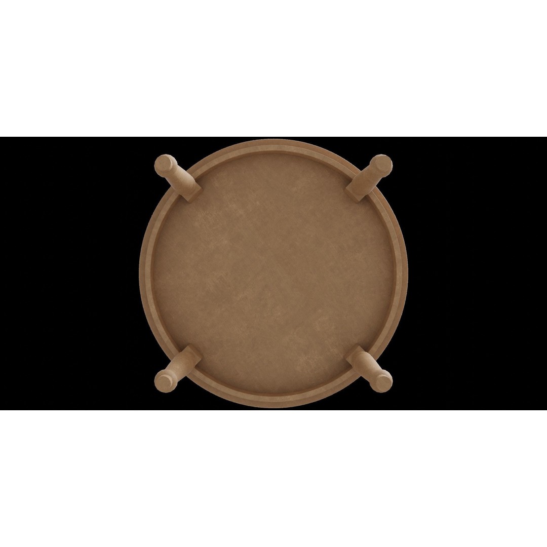 Round Wooden Table 3D Model – Transitional Style, Low Poly, FBX - View 10