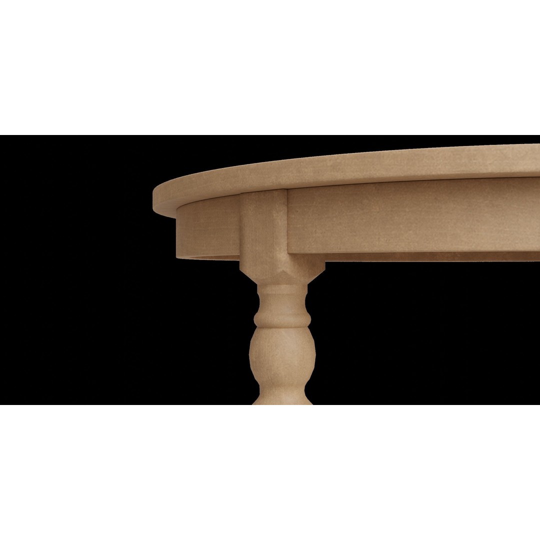 Round Wooden Table 3D Model – Transitional Style, Low Poly, FBX - View 11