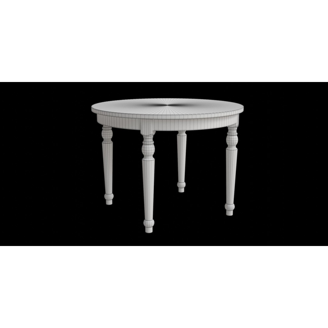 Round Wooden Table 3D Model – Transitional Style, Low Poly, FBX - View 3
