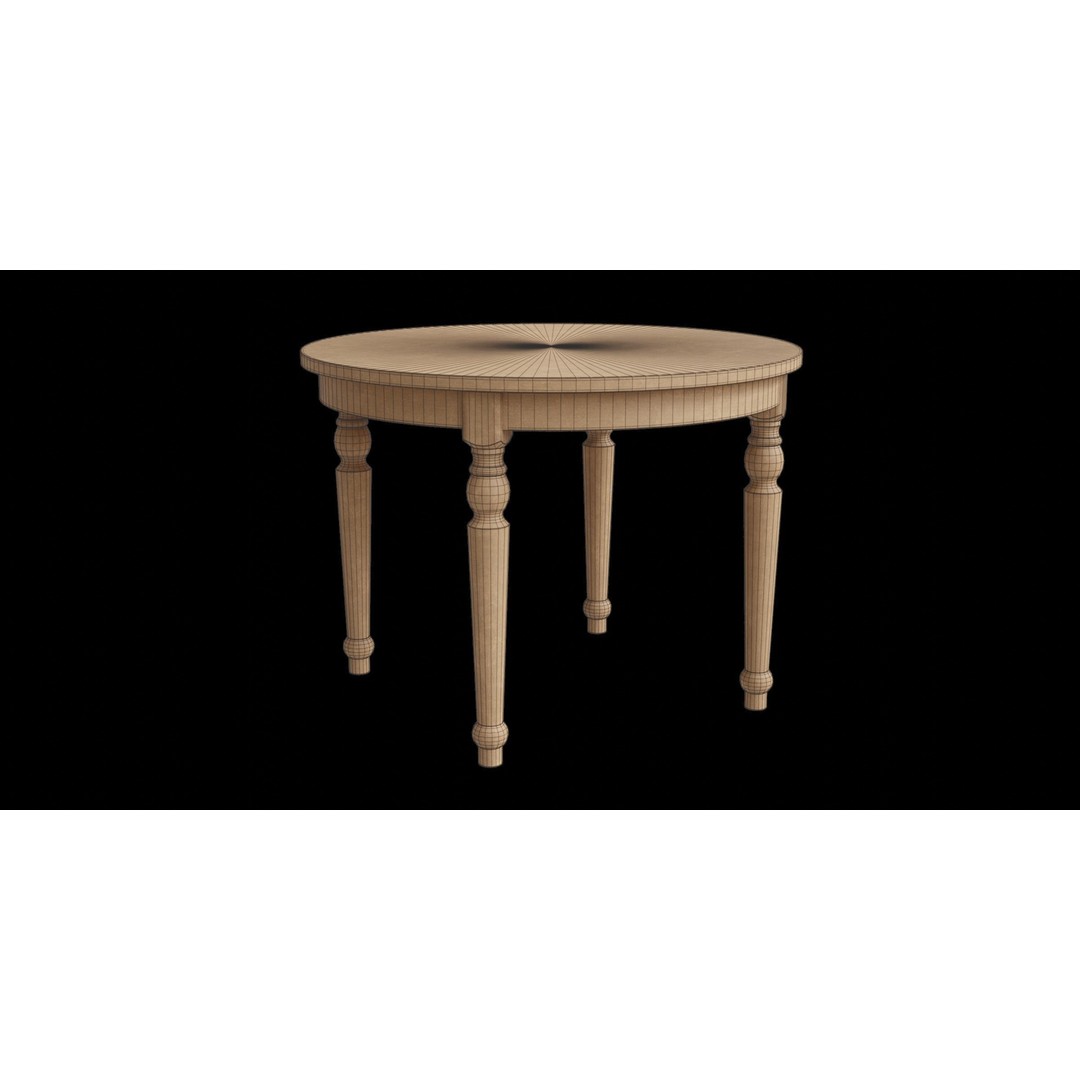 Round Wooden Table 3D Model – Transitional Style, Low Poly, FBX - View 4