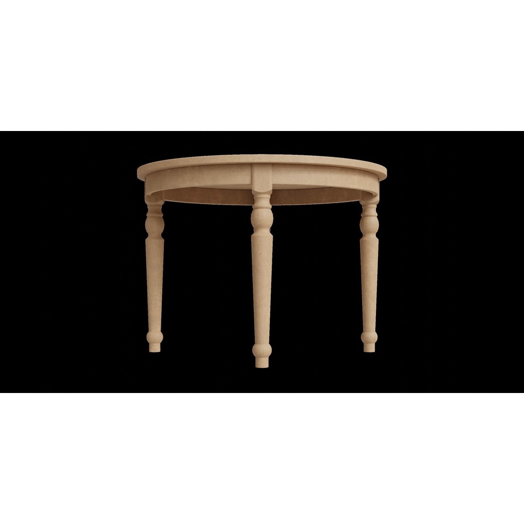 Round Wooden Table 3D Model – Transitional Style, Low Poly, FBX - View 5