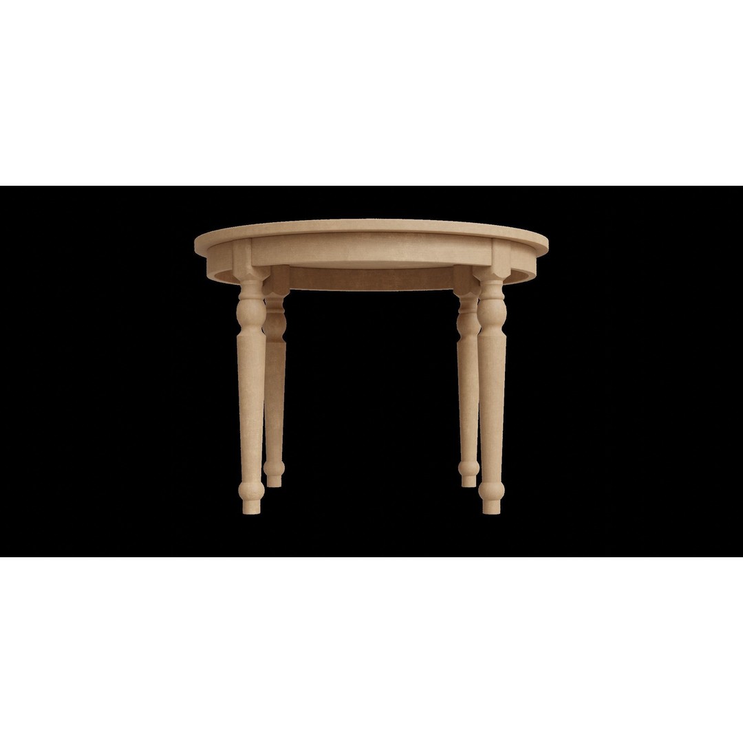 Round Wooden Table 3D Model – Transitional Style, Low Poly, FBX - View 6