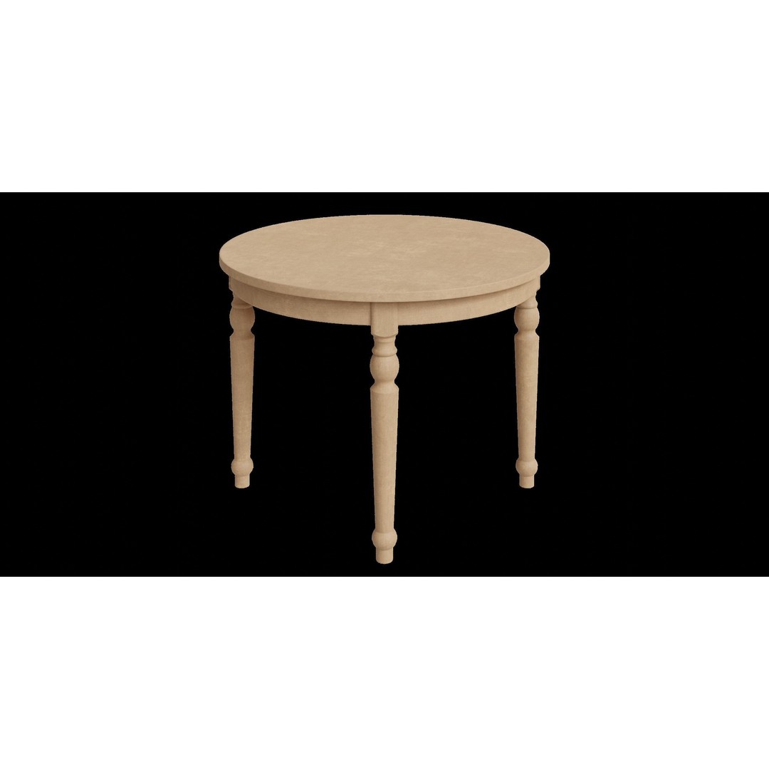 Round Wooden Table 3D Model – Transitional Style, Low Poly, FBX - View 7