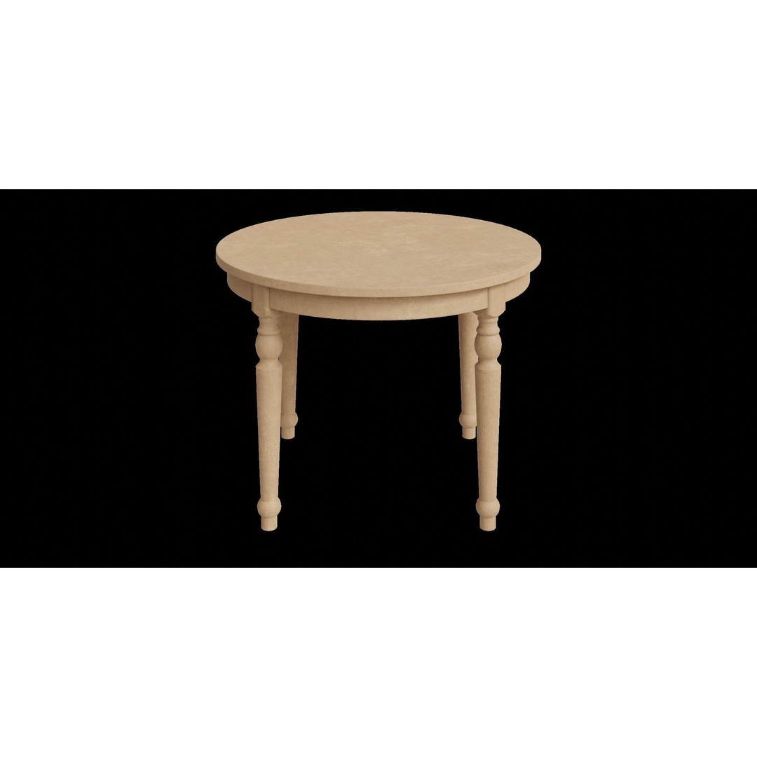 Round Wooden Table 3D Model – Transitional Style, Low Poly, FBX - View 8