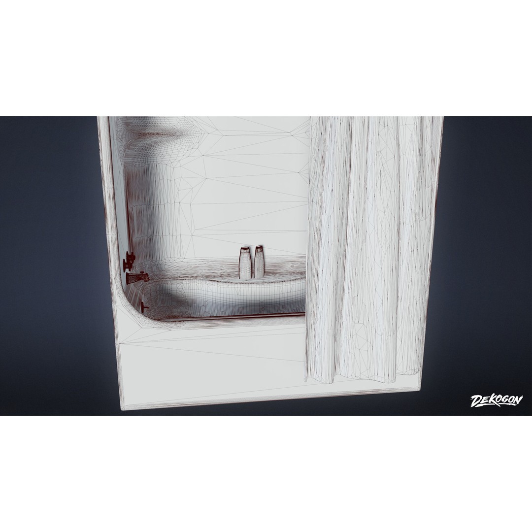 Bathtub 3D Model – Low Poly PBR Asset for Games, FBX - View 9