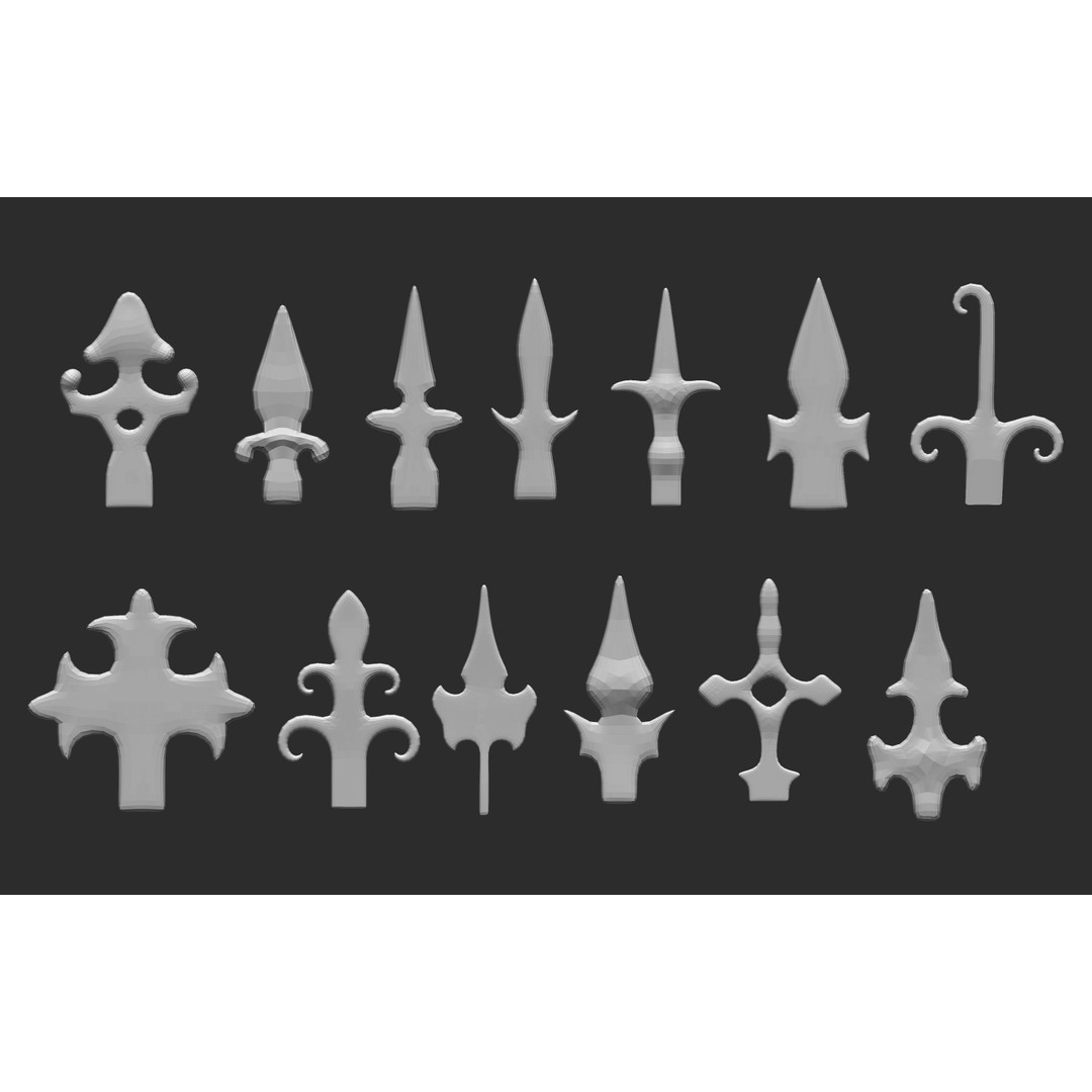 Baroque Floral Ornament Decals 3D Model – Mid Poly IMM Brush Set, OBJ - View 17