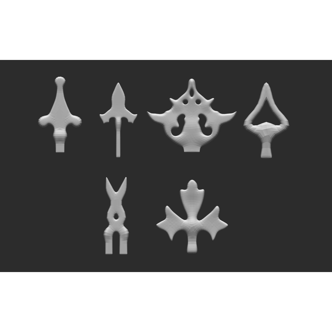 Baroque Floral Ornament Decals 3D Model – Mid Poly IMM Brush Set, OBJ - View 18