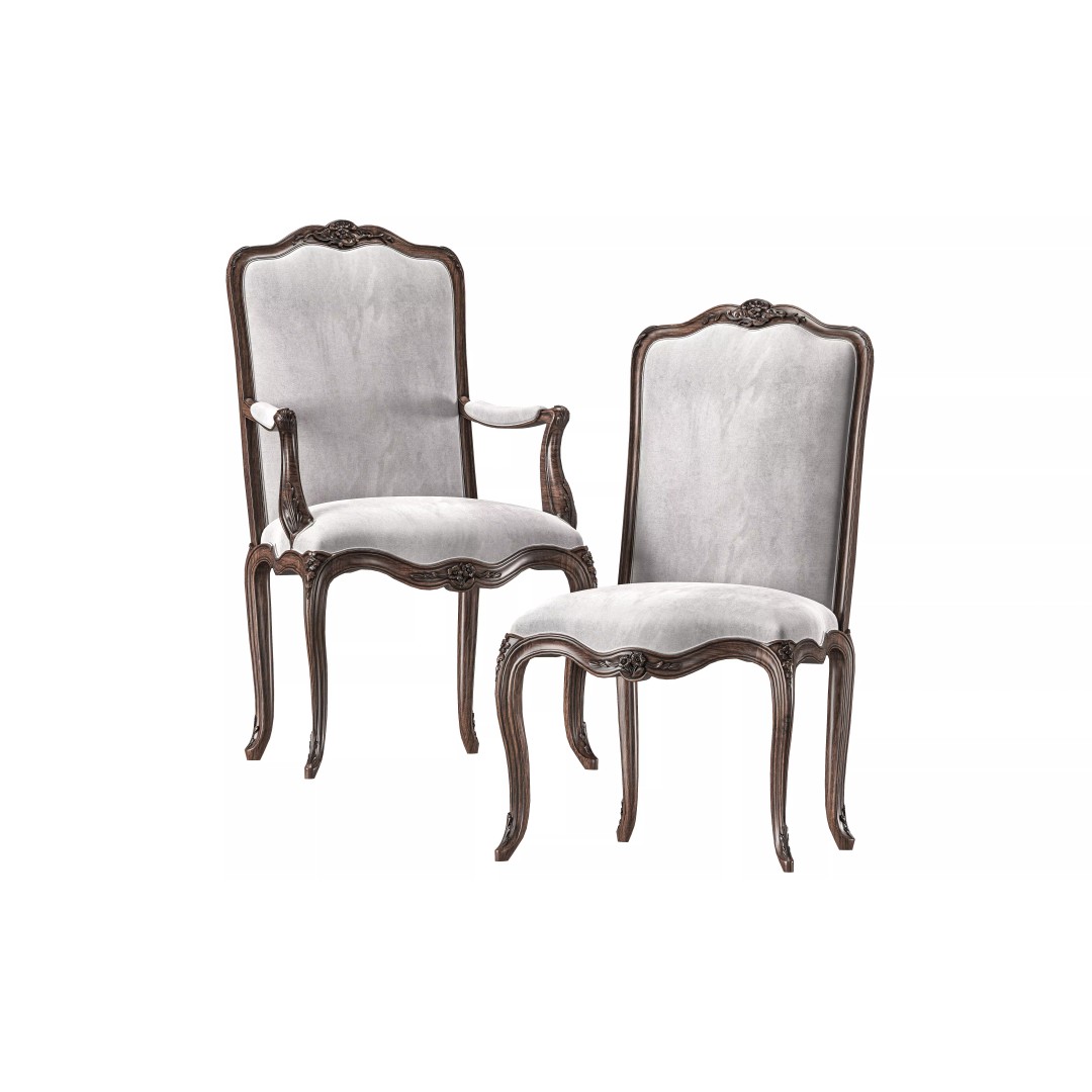 Antique Louis Chair 3D Model – High Poly PBR Game Asset, FBX - View 2
