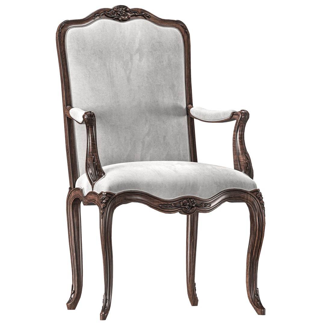 Antique Louis Chair 3D Model – High Poly PBR Game Asset, FBX - View 4