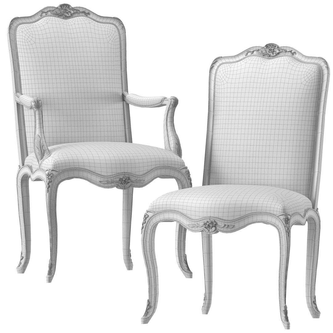 Antique Louis Chair 3D Model – High Poly PBR Game Asset, FBX - View 6