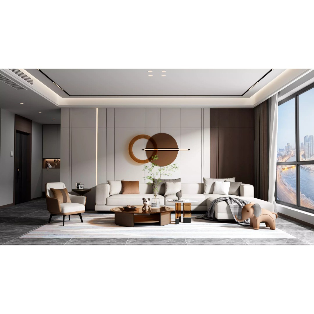 Modern Minimalist Living Room 3D Model – High-Quality Interior Scene, C4D - View 2