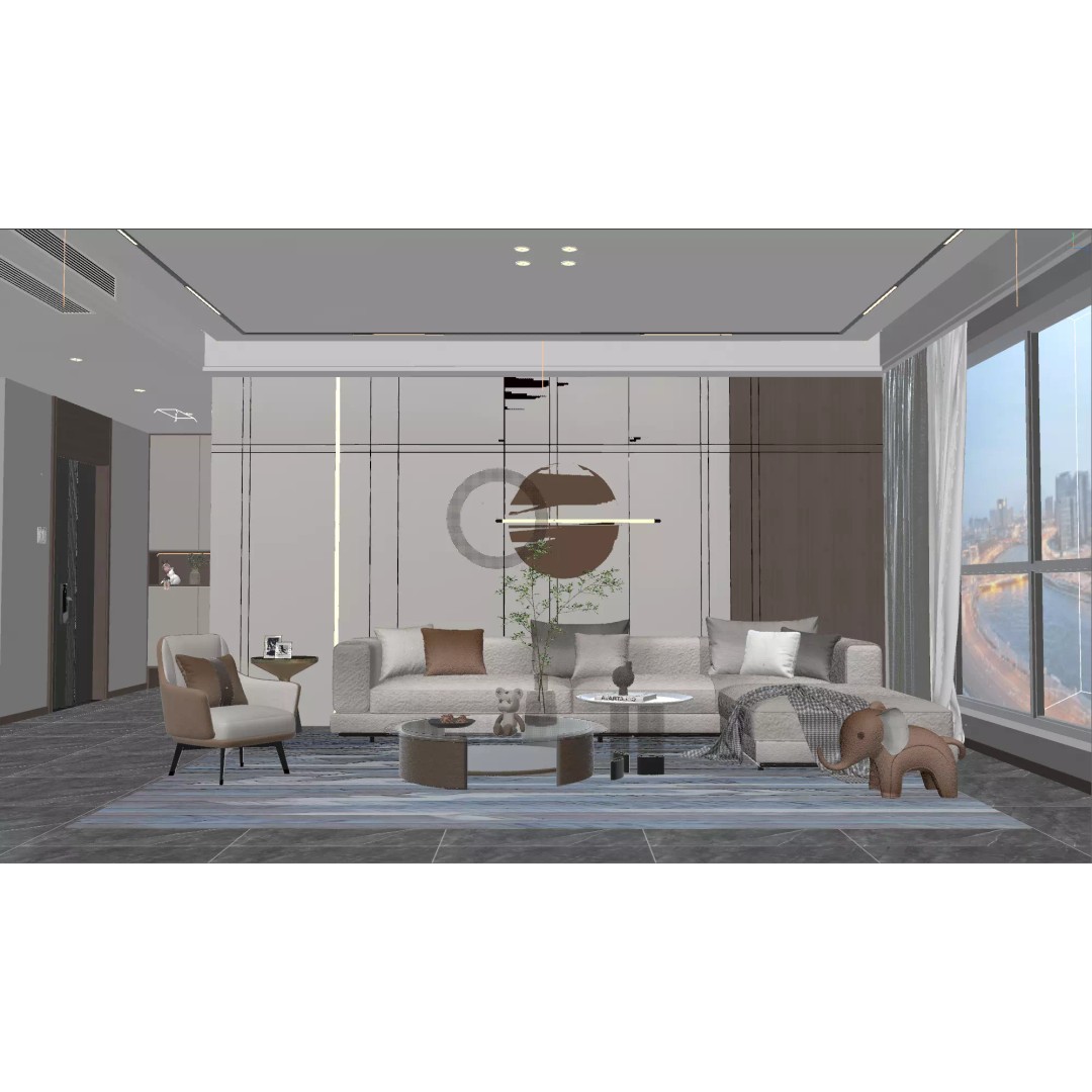 Modern Minimalist Living Room 3D Model – High-Quality Interior Scene, C4D - View 5