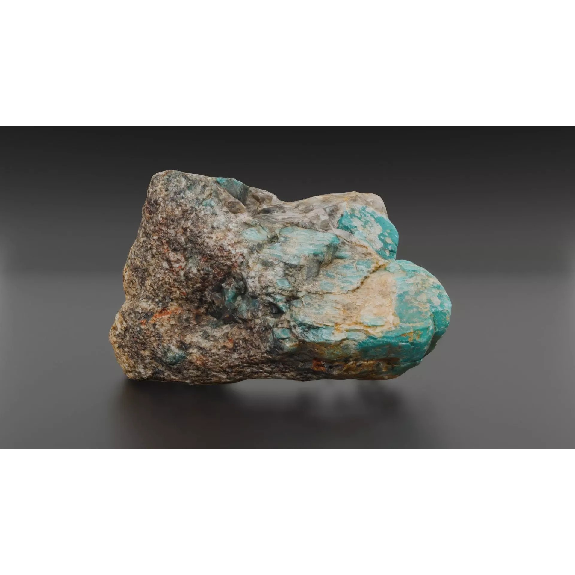 Amazonite in Rock - Low-Poly Game-Ready 3D Model - View 2