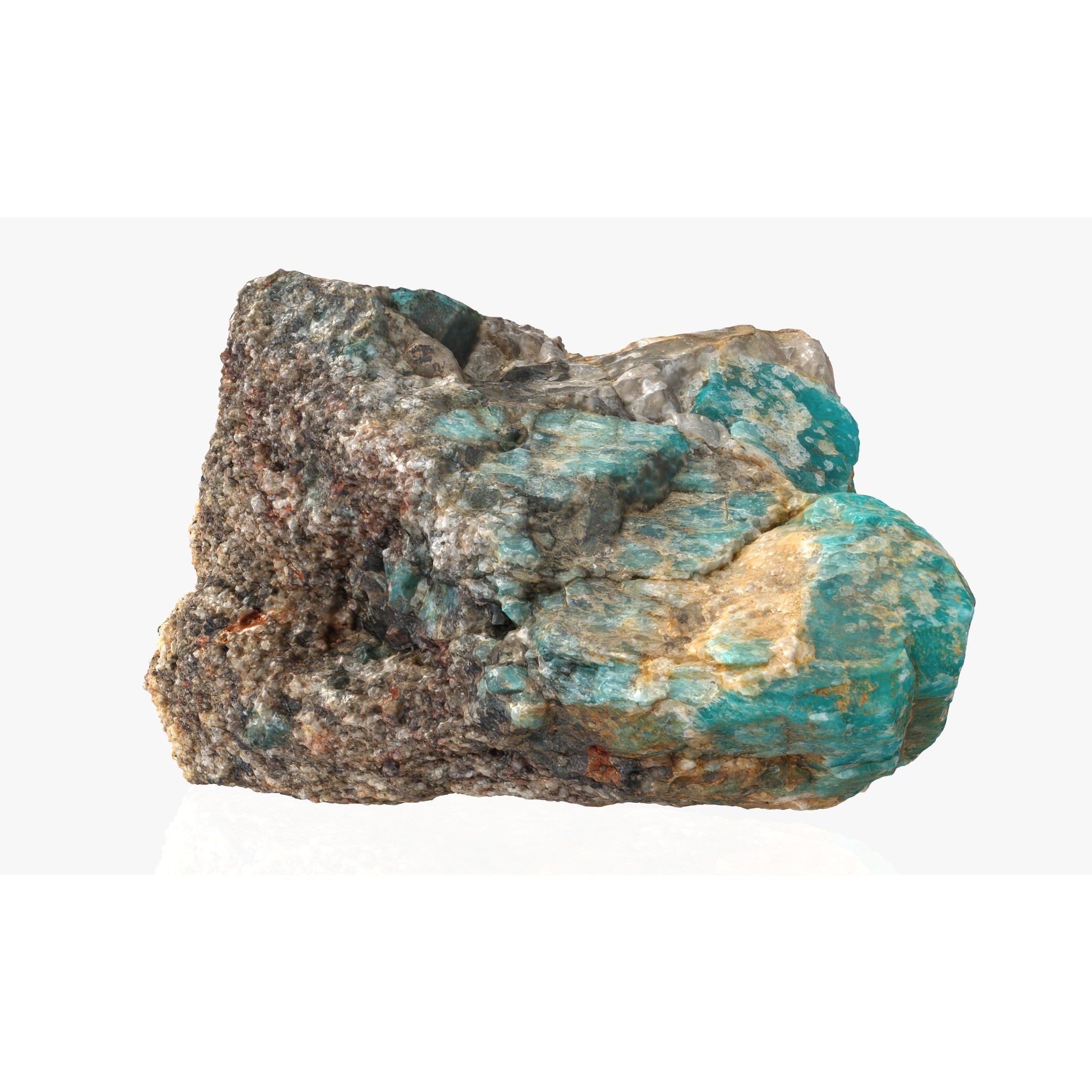 Amazonite in Rock - Low-Poly Game-Ready 3D Model - View 4