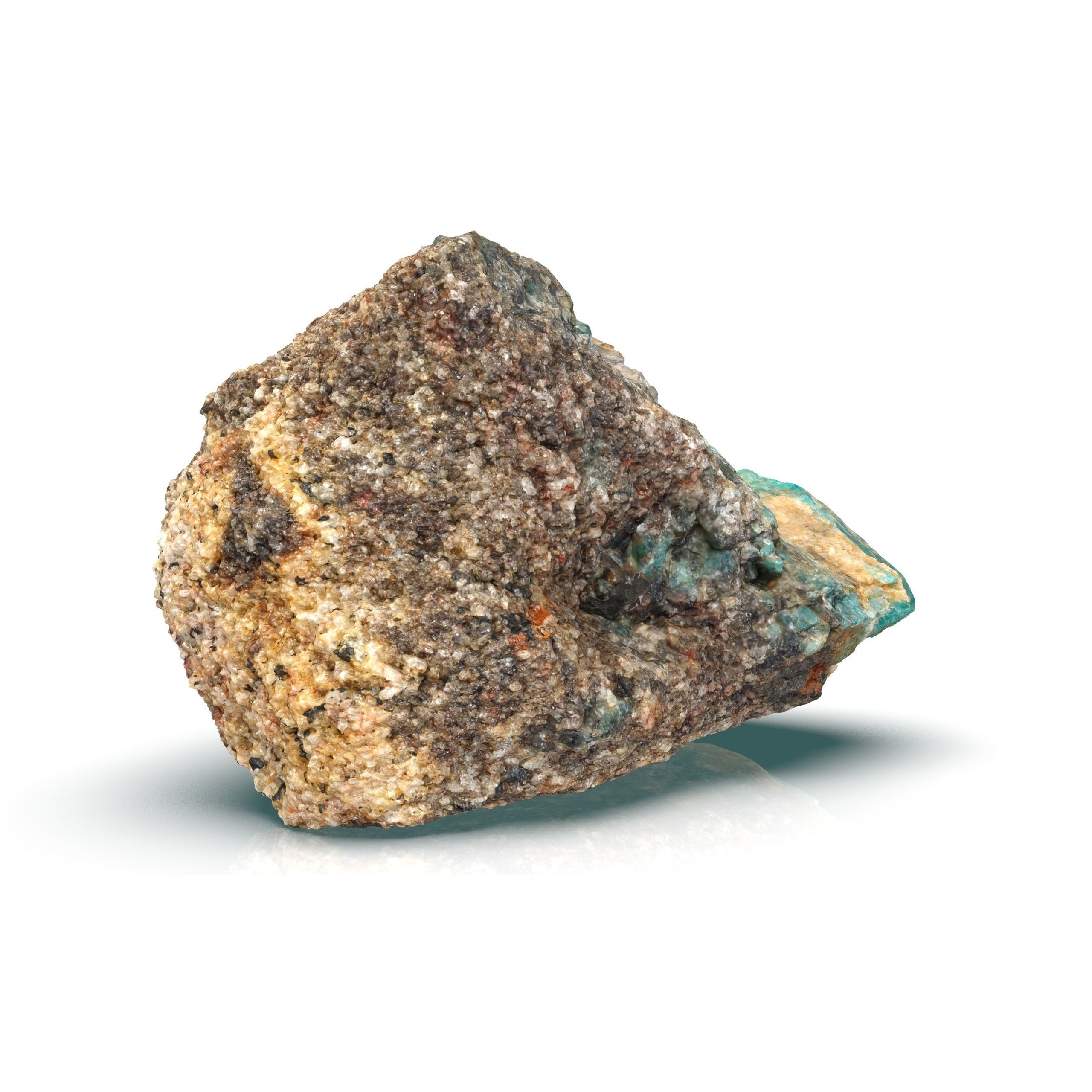 Amazonite in Rock - Low-Poly Game-Ready 3D Model - View 5