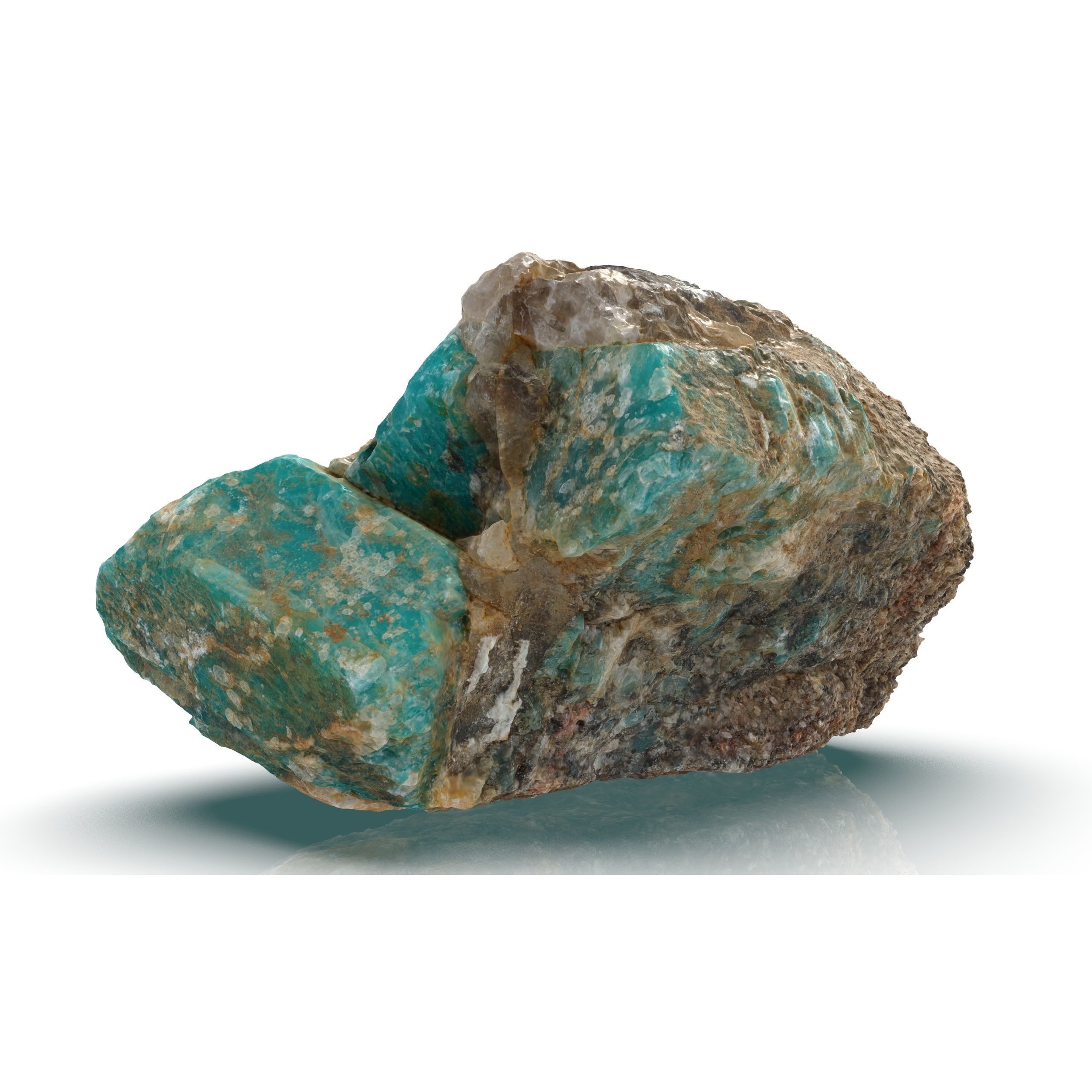 Amazonite in Rock - Low-Poly Game-Ready 3D Model - View 6