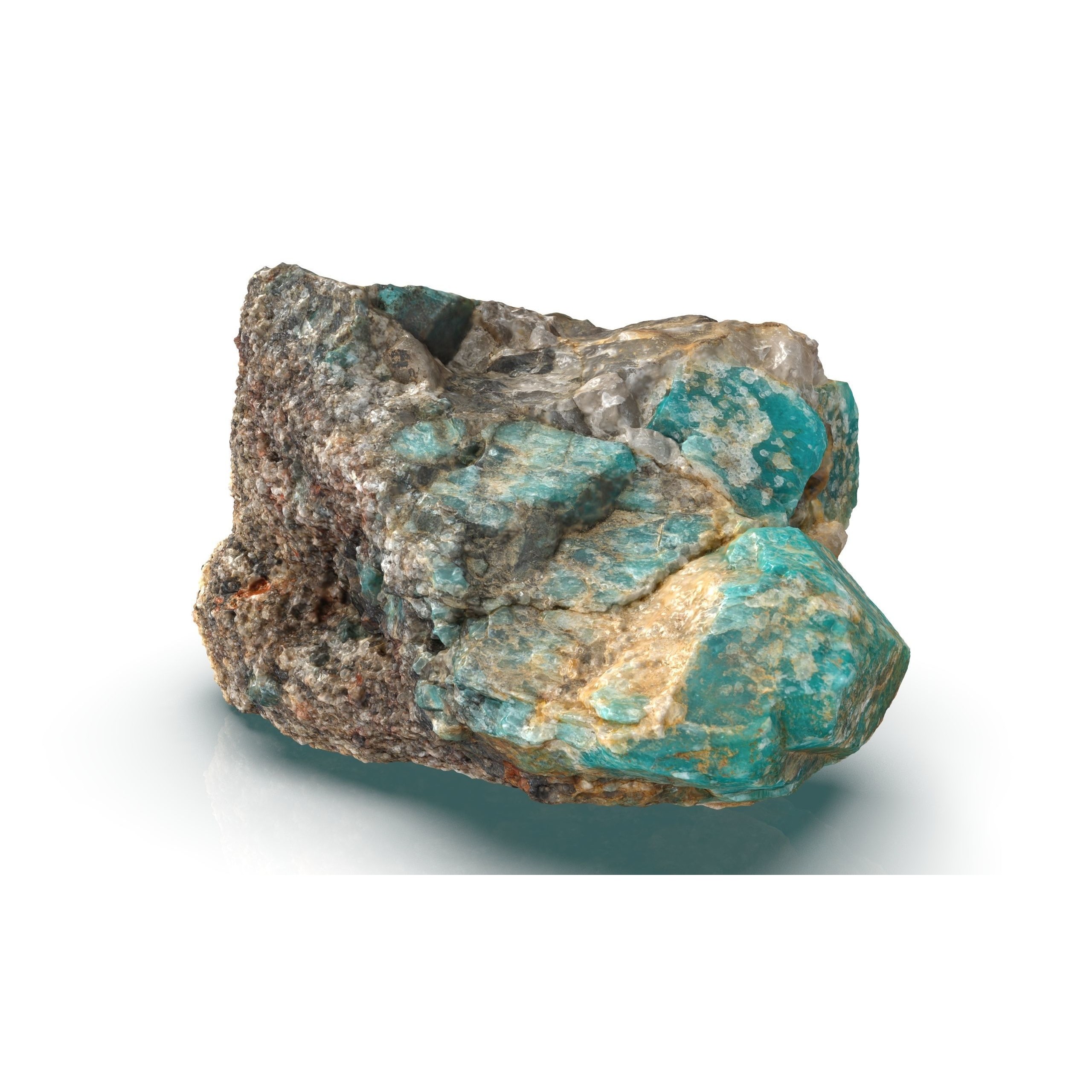 Amazonite in Rock - Low-Poly Game-Ready 3D Model - View 7