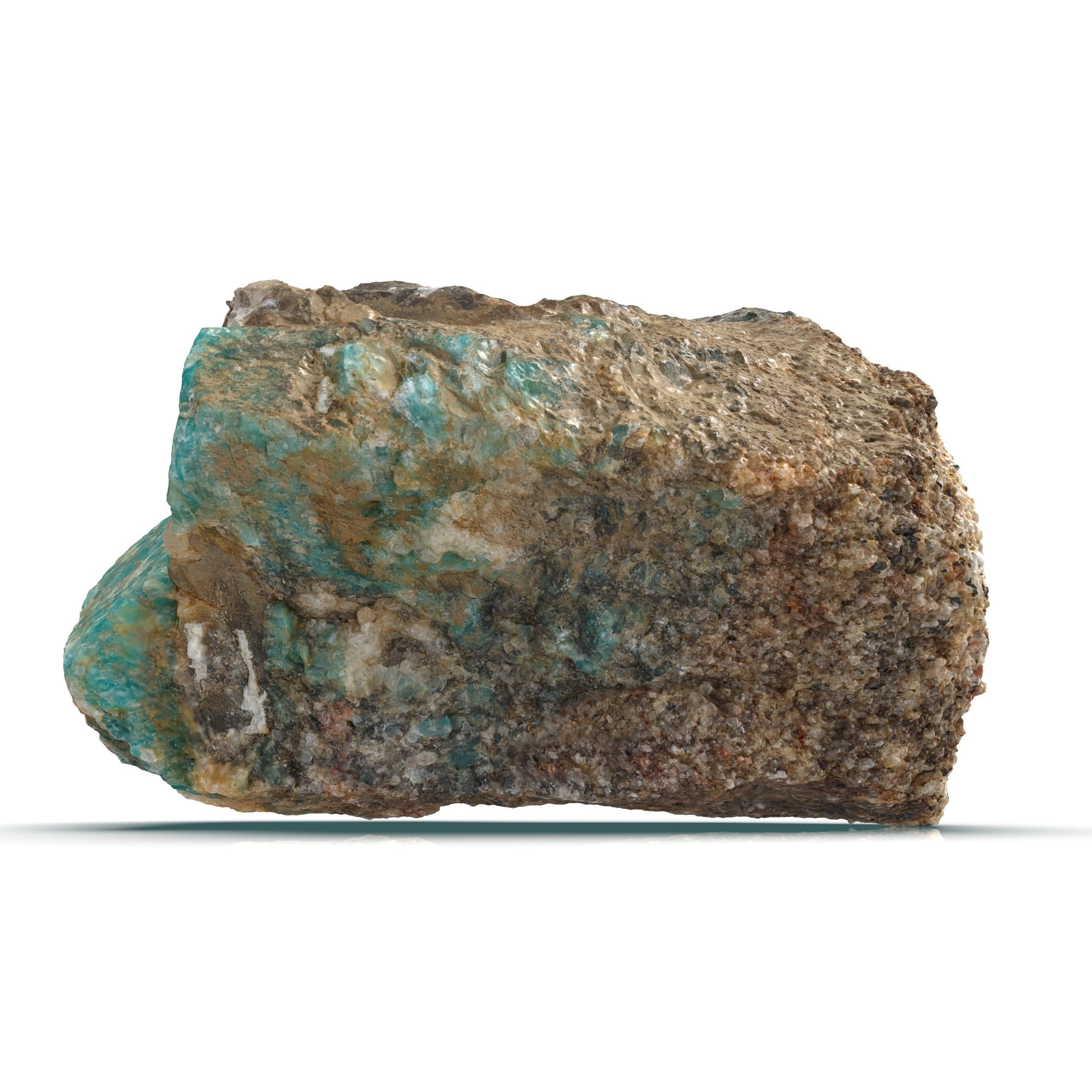 Amazonite in Rock - Low-Poly Game-Ready 3D Model - View 8