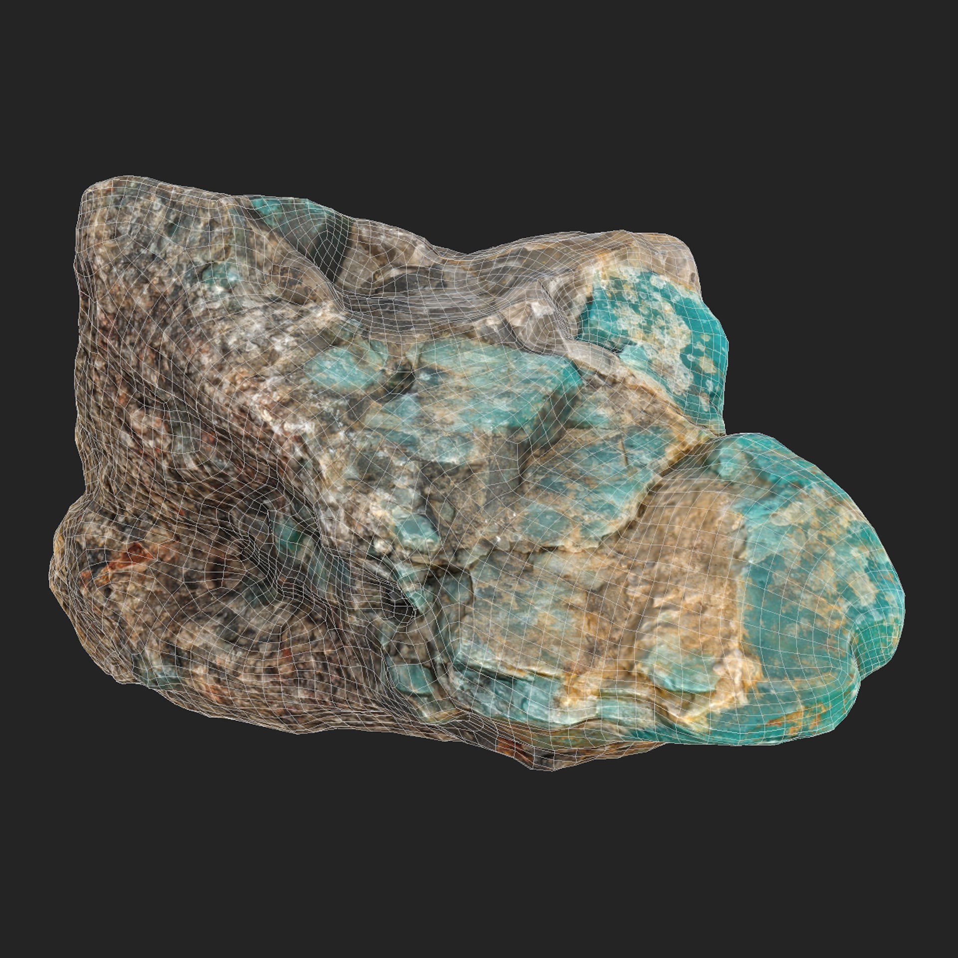Amazonite in Rock - Low-Poly Game-Ready 3D Model - View 9