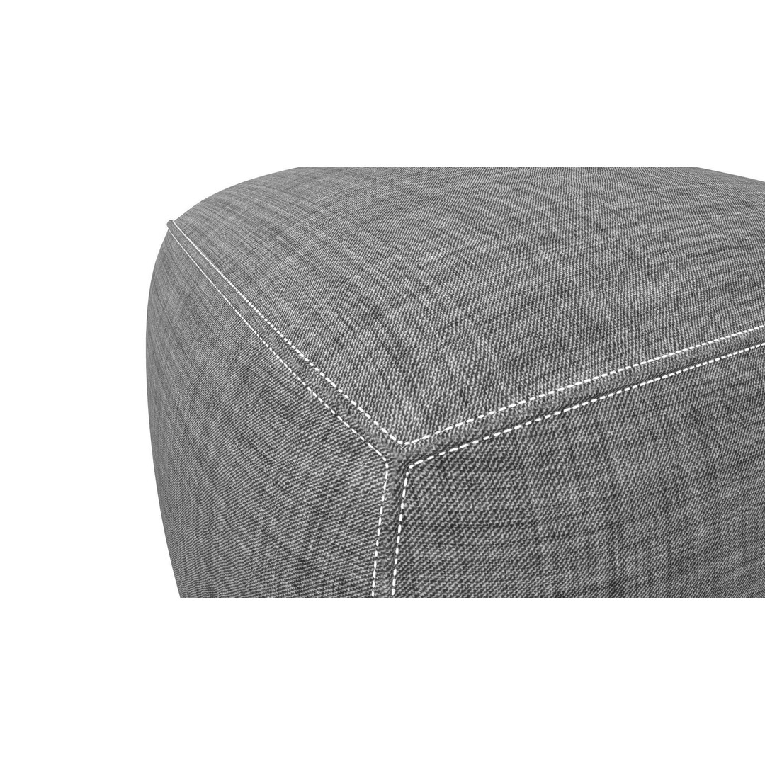 Pouf 3D Model – Grey Fabric Low-Poly Game Asset, FBX - View 10