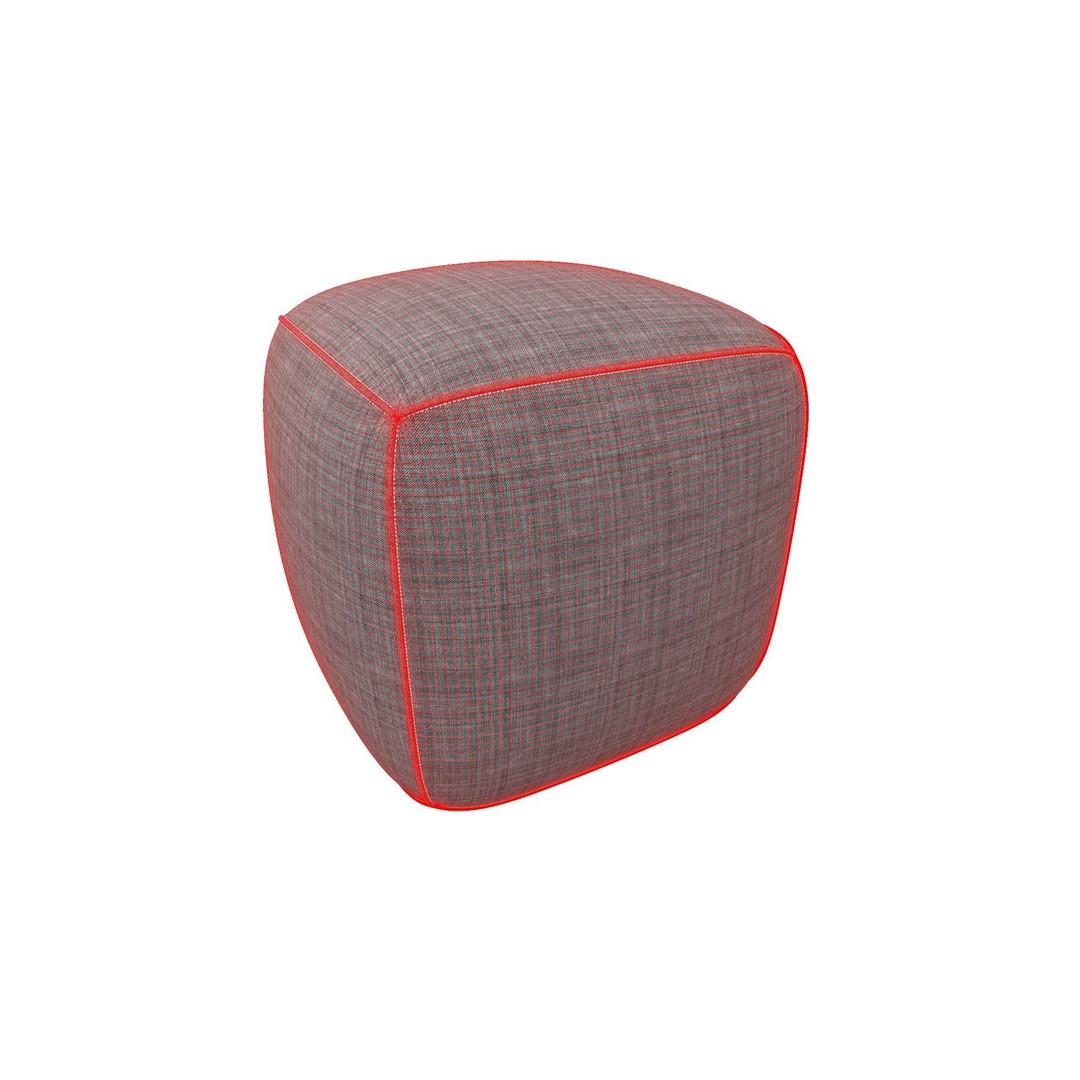 Pouf 3D Model – Grey Fabric Low-Poly Game Asset, FBX - View 12