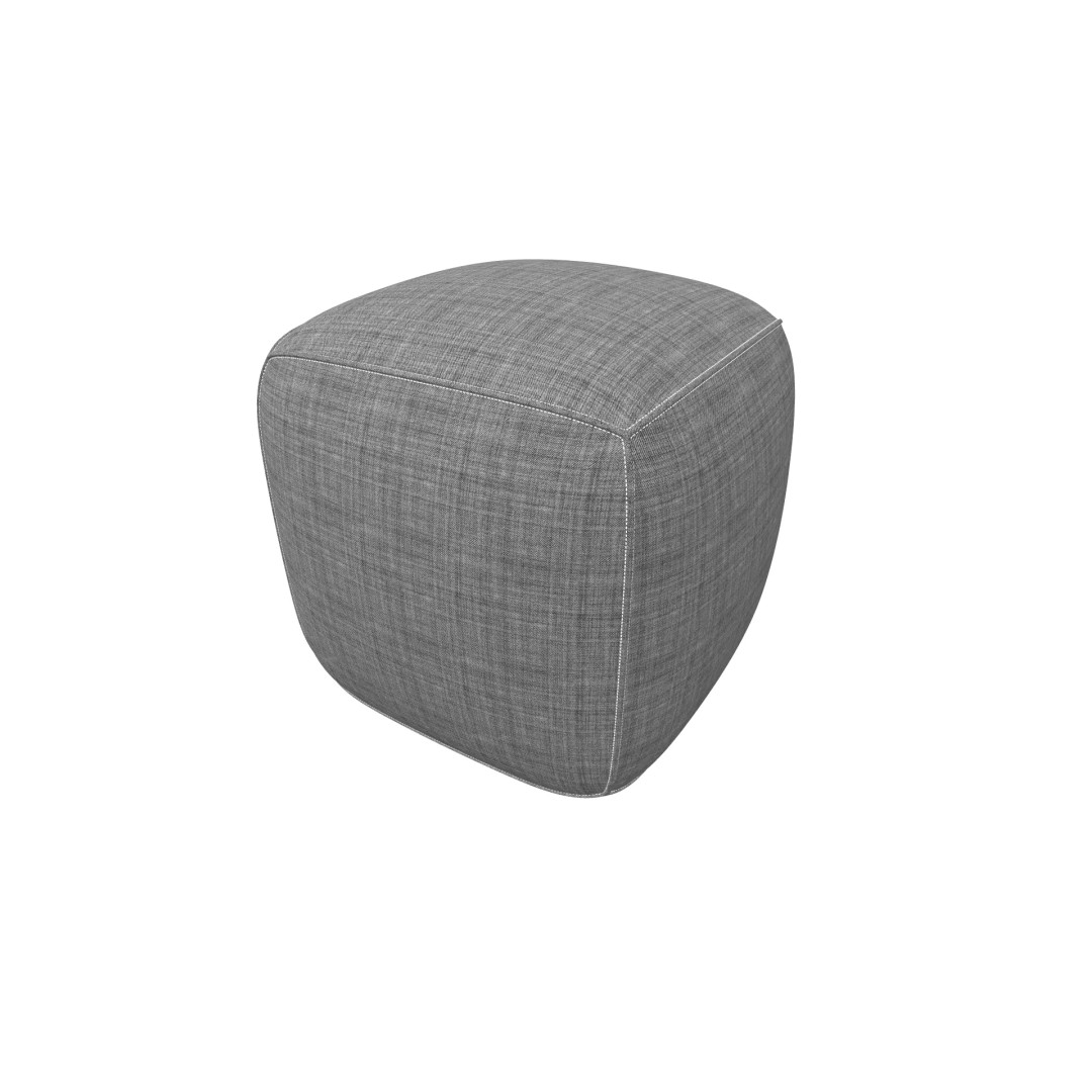 Pouf 3D Model – Grey Fabric Low-Poly Game Asset, FBX - View 2