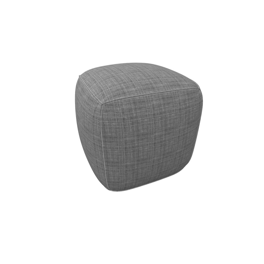 Pouf 3D Model – Grey Fabric Low-Poly Game Asset, FBX - View 3