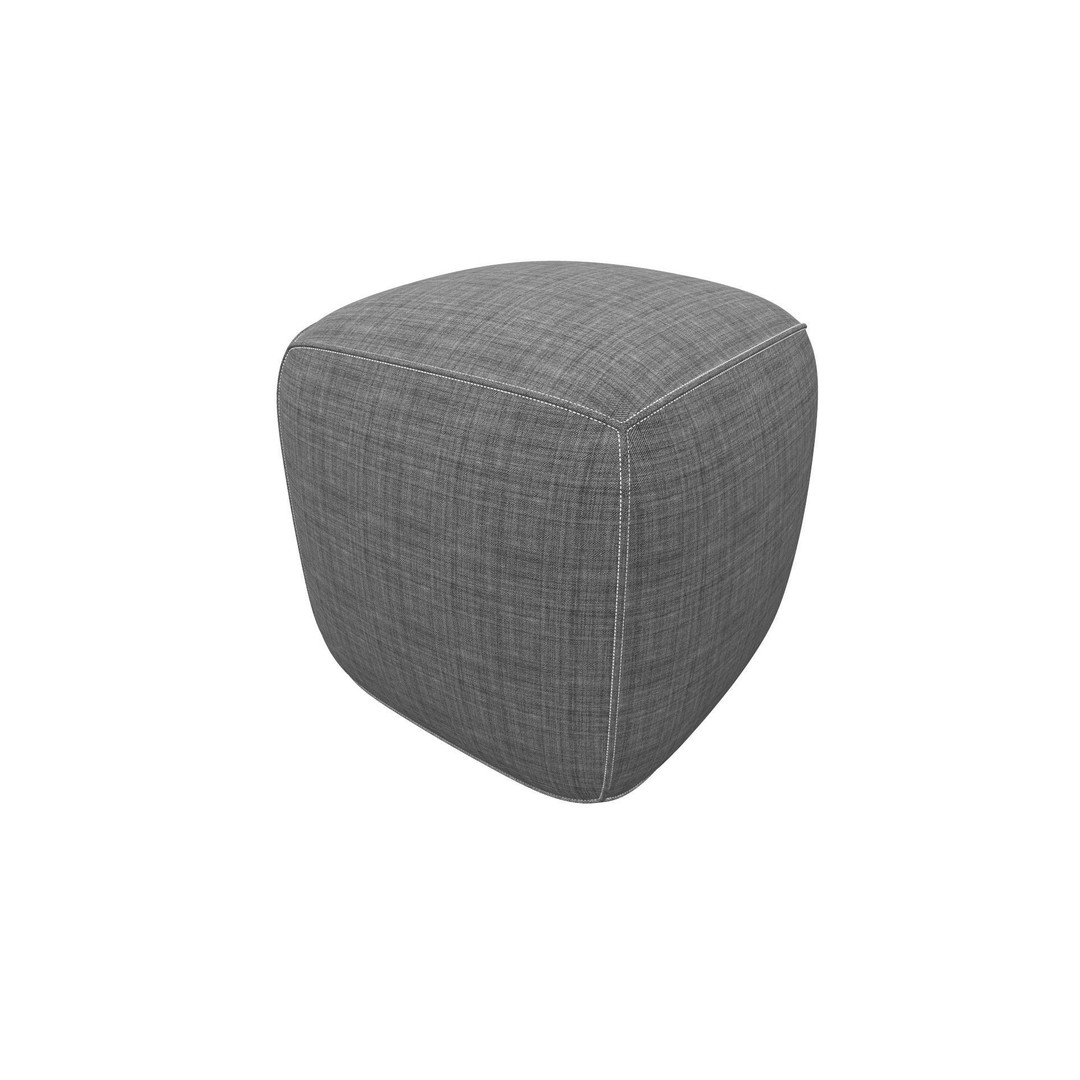 Pouf 3D Model – Grey Fabric Low-Poly Game Asset, FBX - View 4