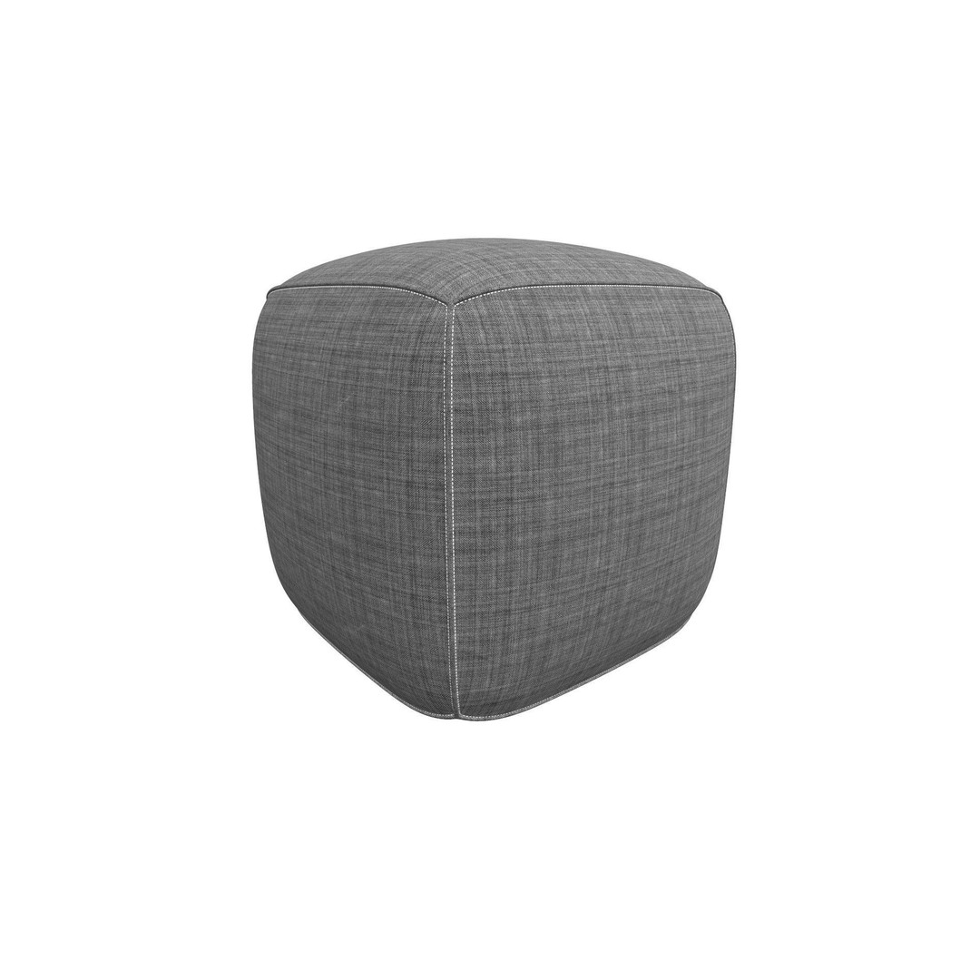 Pouf 3D Model – Grey Fabric Low-Poly Game Asset, FBX - View 6