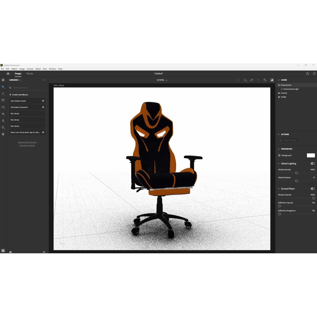 Gaming Chair 3D Model – Low Poly PBR Asset for Interior Use - View 24