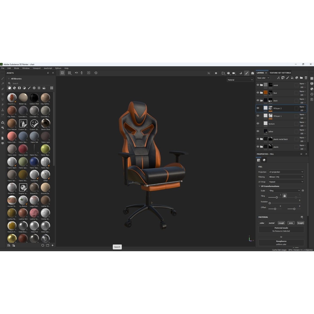 Gaming Chair 3D Model – Low Poly PBR Asset for Interior Use - View 32