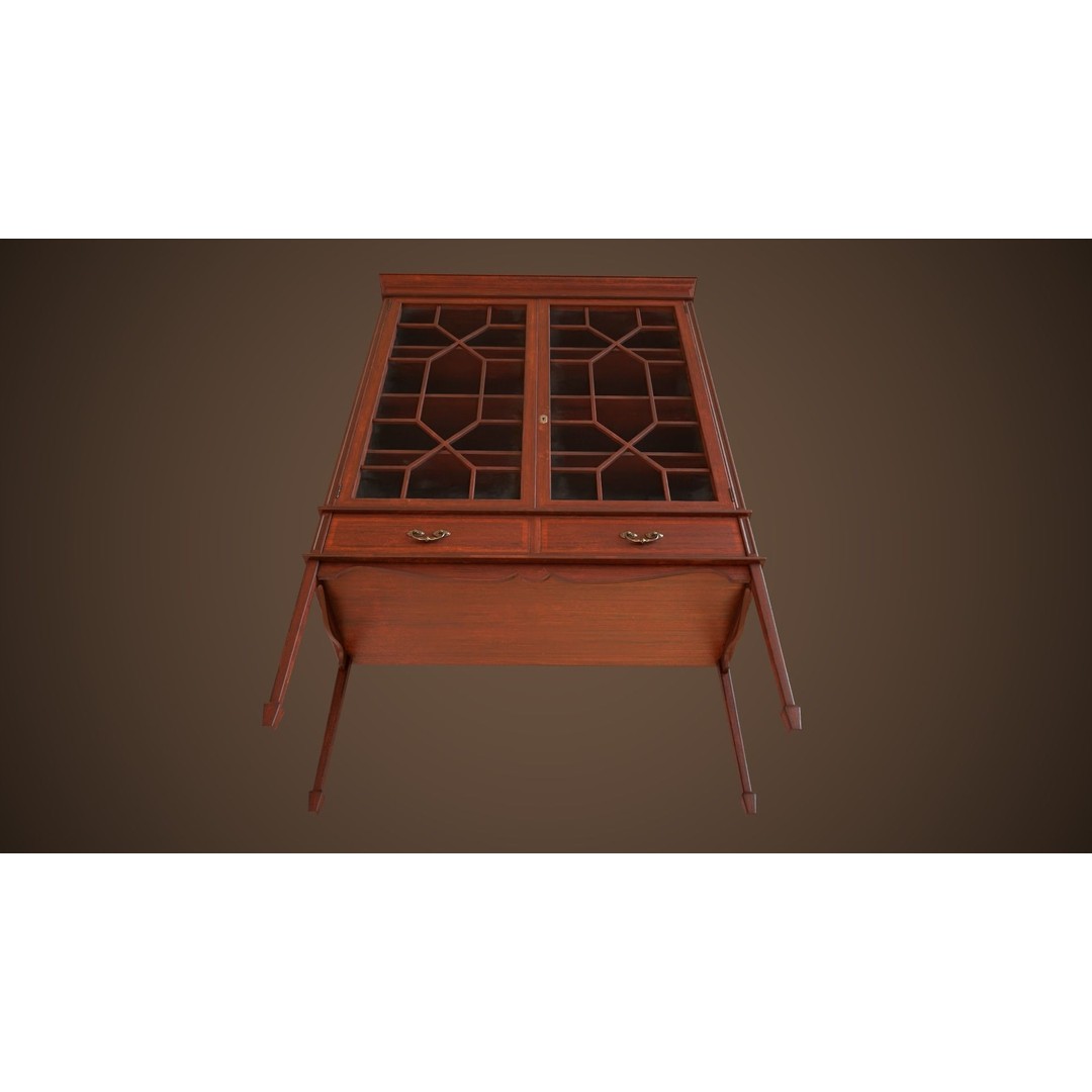 Vintage Locker 3D Model – Low Poly Victorian Cabinet, Game Ready - View 11