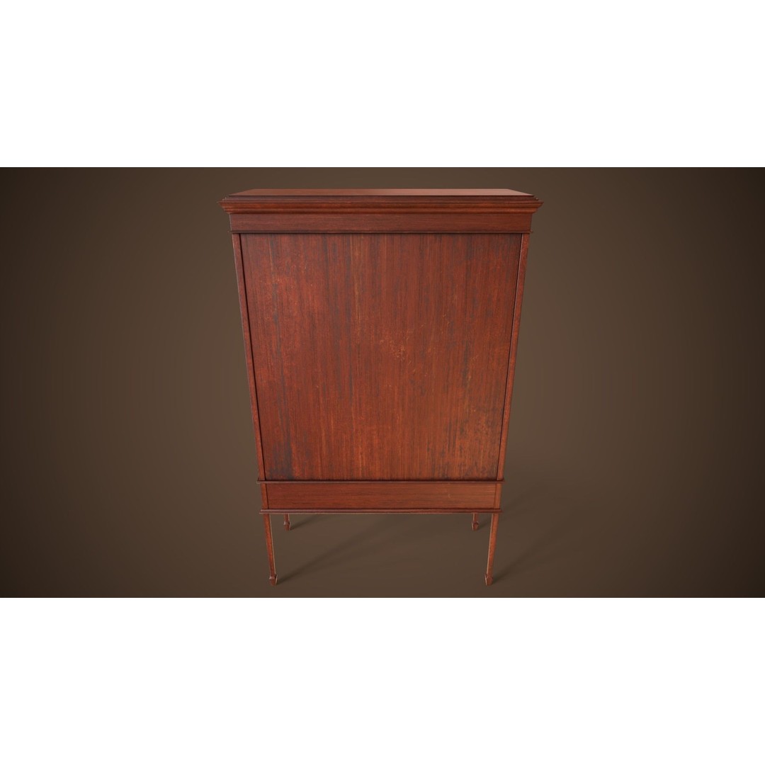 Vintage Locker 3D Model – Low Poly Victorian Cabinet, Game Ready - View 12