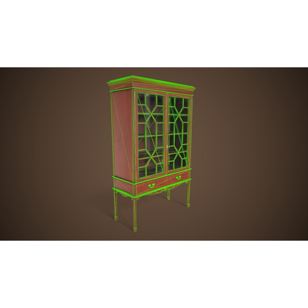 Vintage Locker 3D Model – Low Poly Victorian Cabinet, Game Ready - View 13