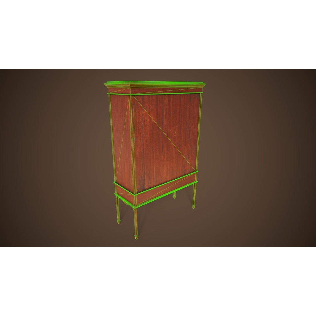 Vintage Locker 3D Model – Low Poly Victorian Cabinet, Game Ready - View 14