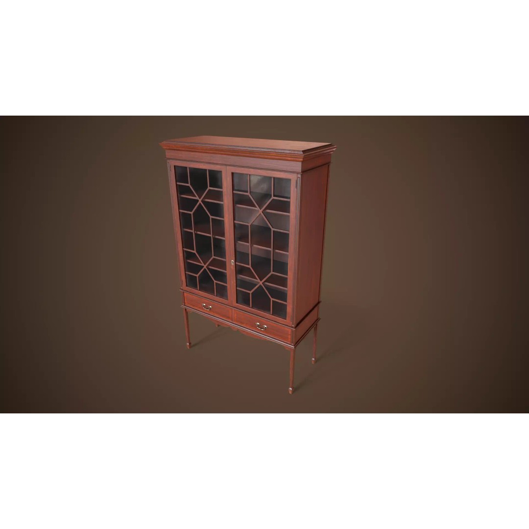 Vintage Locker 3D Model – Low Poly Victorian Cabinet, Game Ready - View 2
