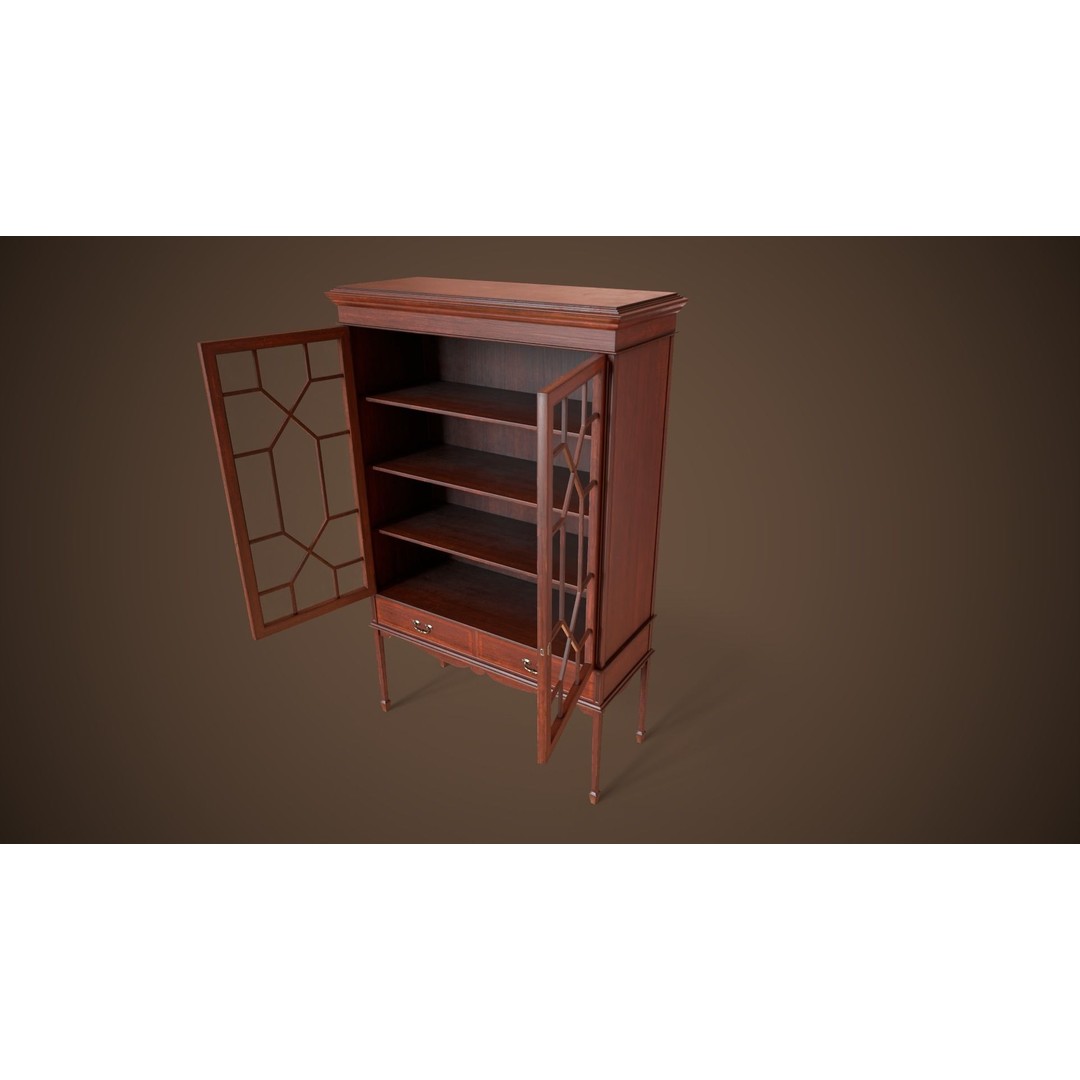 Vintage Locker 3D Model – Low Poly Victorian Cabinet, Game Ready - View 3