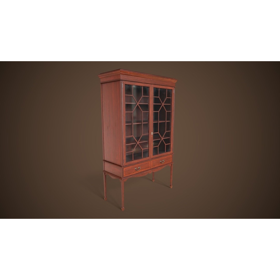 Vintage Locker 3D Model – Low Poly Victorian Cabinet, Game Ready - View 4