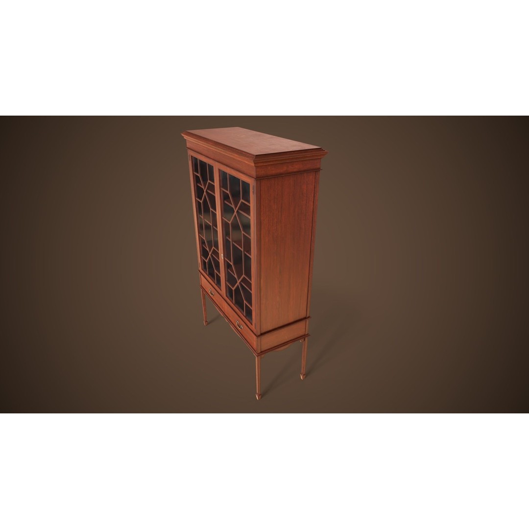 Vintage Locker 3D Model – Low Poly Victorian Cabinet, Game Ready - View 5