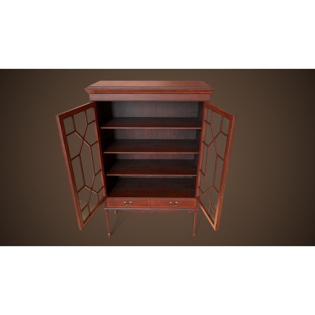 Vintage Locker 3D Model – Low Poly Victorian Cabinet, Game Ready - View 7