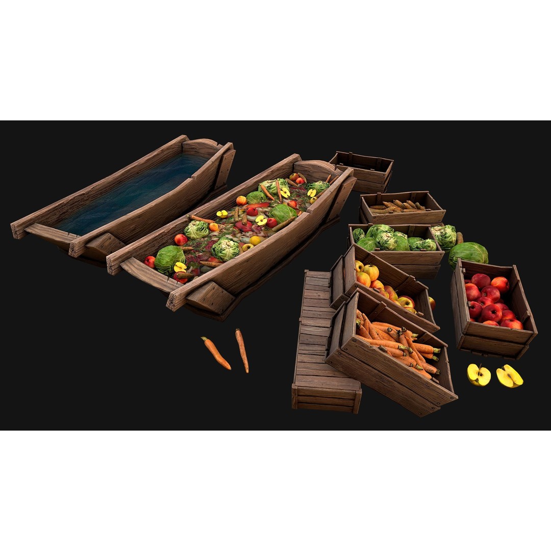 Farm Feed Trough 3D Model – Low Poly Game Asset with PBR Textures - View 23