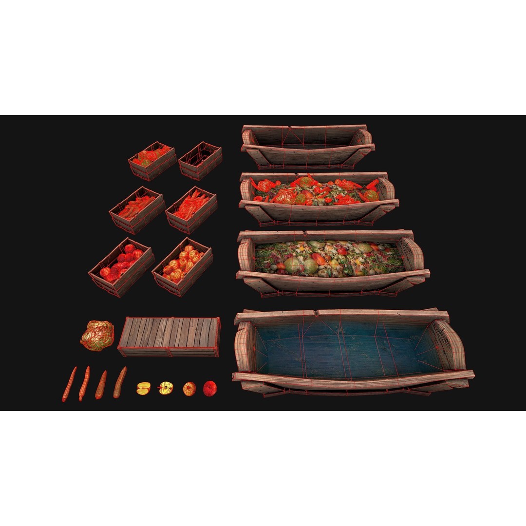 Farm Feed Trough 3D Model – Low Poly Game Asset with PBR Textures - View 4