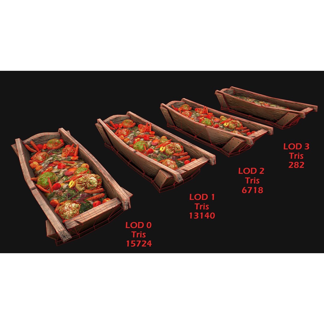 Farm Feed Trough 3D Model – Low Poly Game Asset with PBR Textures - View 5