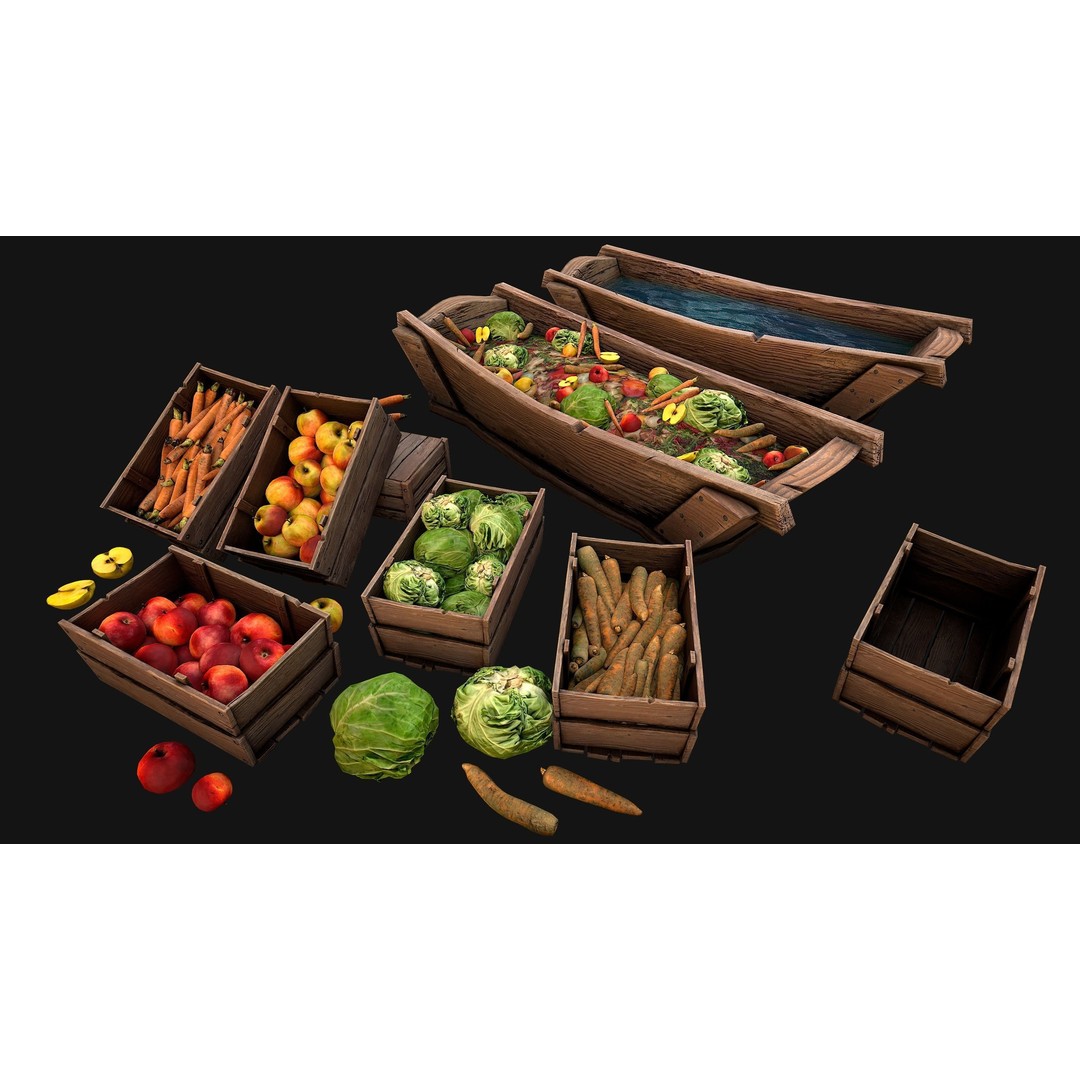 Farm Feed Trough 3D Model – Low Poly Game Asset with PBR Textures - View 7