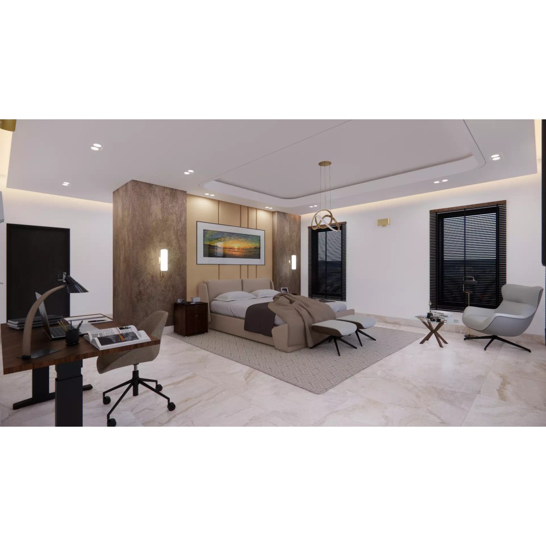 Modern Bedroom and Bathroom 3D Model – V-Ray Ready, FBX, Blender - View 2