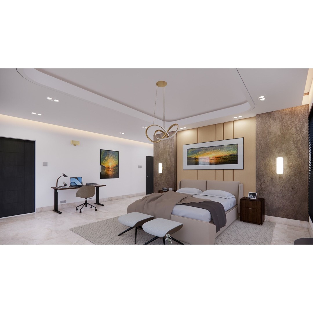 Modern Bedroom and Bathroom 3D Model – V-Ray Ready, FBX, Blender - View 3