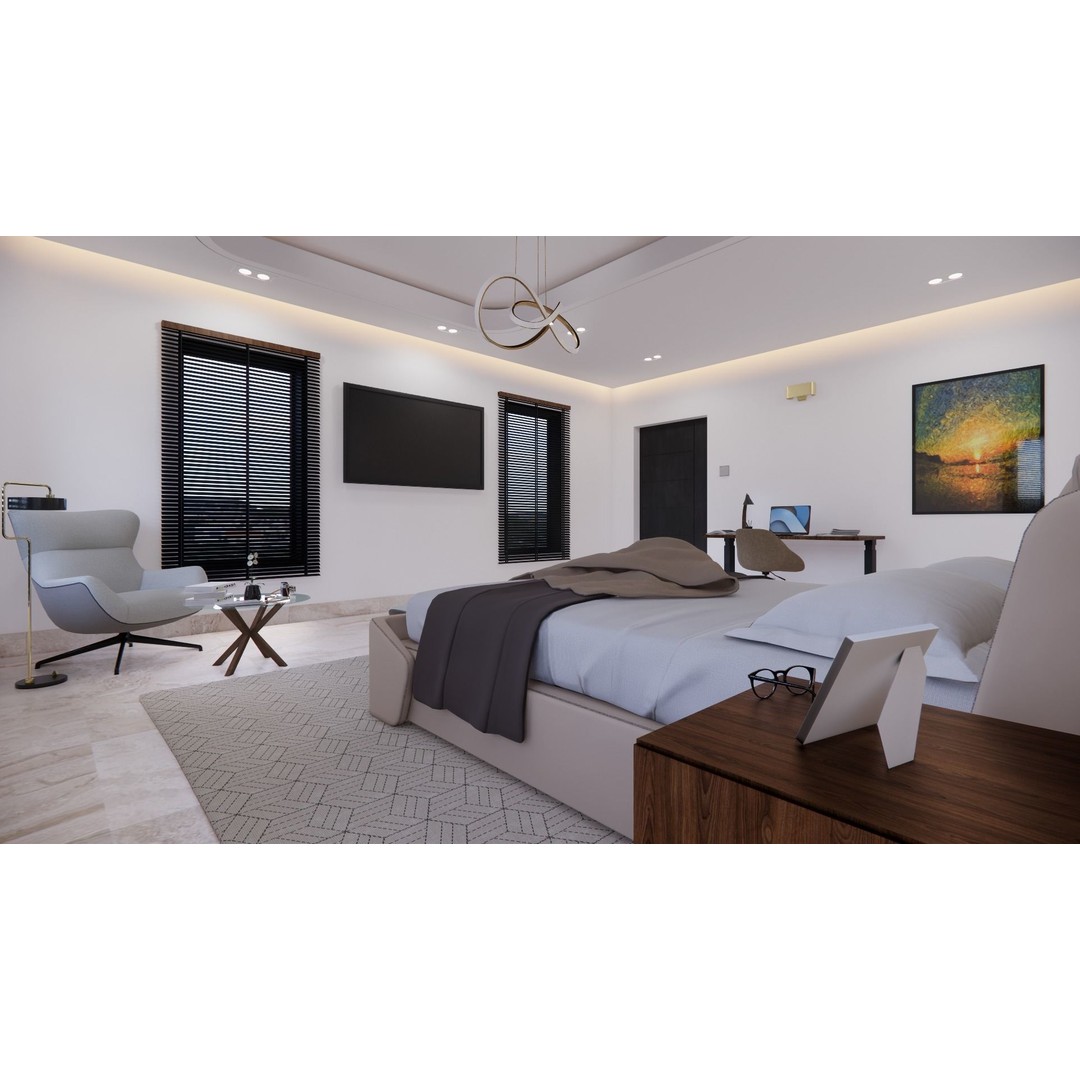 Modern Bedroom and Bathroom 3D Model – V-Ray Ready, FBX, Blender - View 4