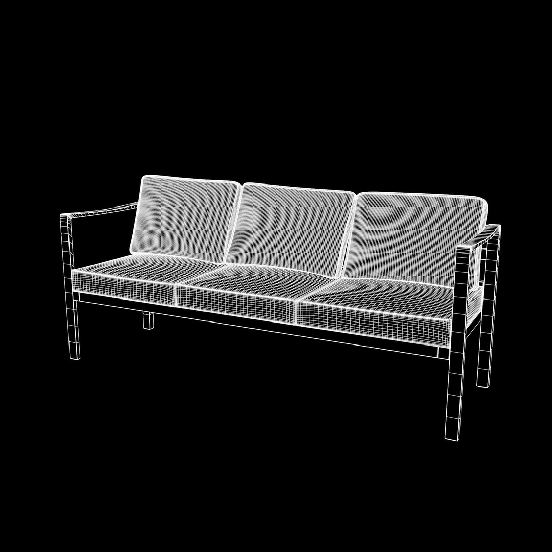 Sling Fabric Outdoor Bench 3D Model – Low Poly PBR Game Asset, FBX - View 12