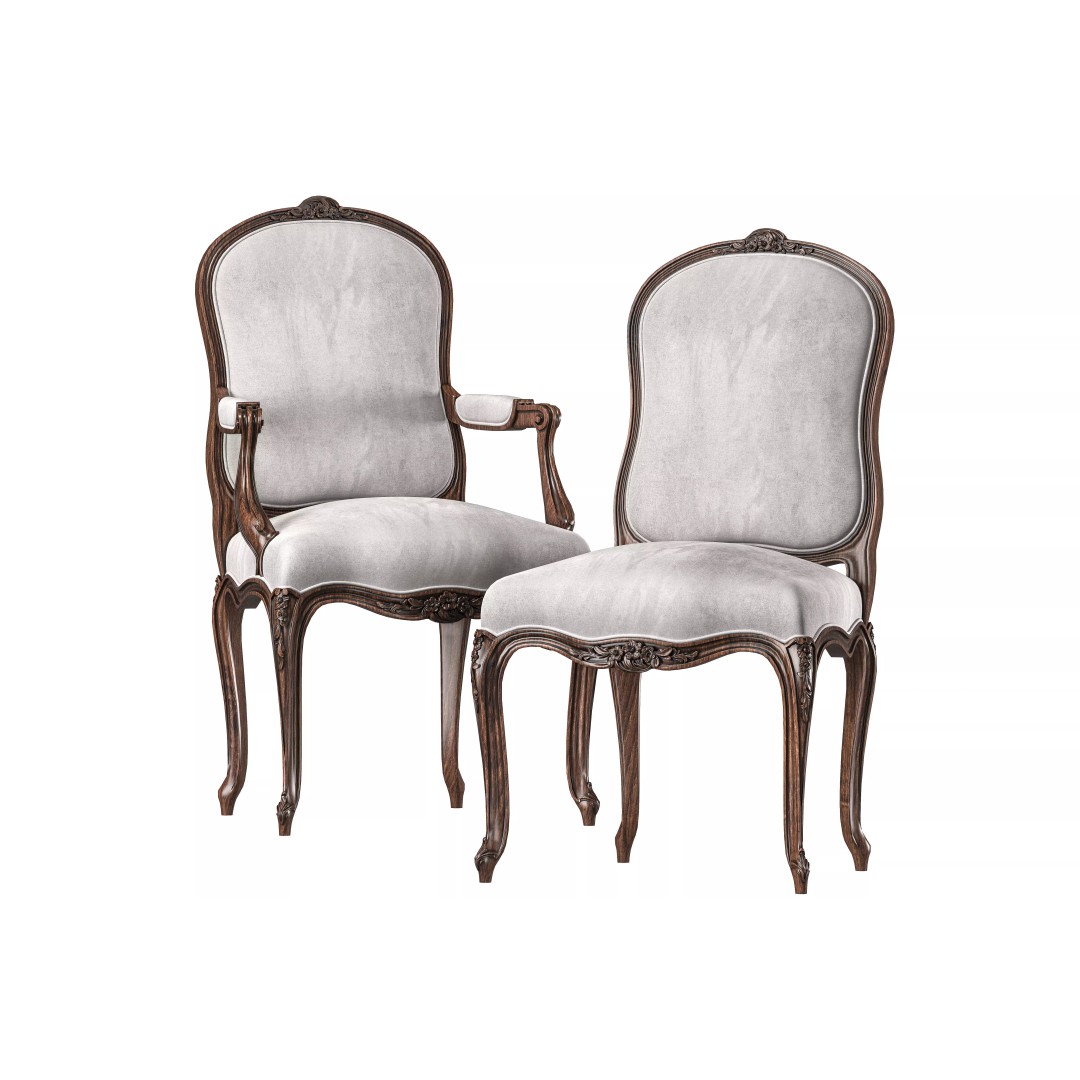 Chairish Chair 3D Model – Classical Rococo Design, FBX, PBR Textures - View 2