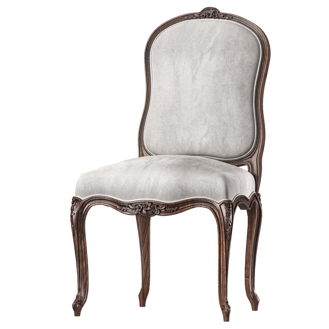 Chairish Chair 3D Model – Classical Rococo Design, FBX, PBR Textures - View 4